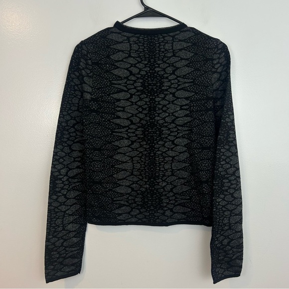 NWT Zara Black & Silver Snakeskin/Animal Print Long Sleeve Knitwear Top Size Med - Picture 6 of 11